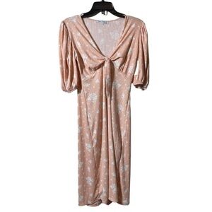 VELVET torch peach floral midi